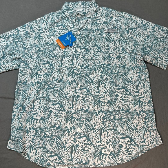 Columbia Sportswear Company Men Blue Floral Short Sleeve Button Up Shirt Sz XXL - Picture 4 of 12